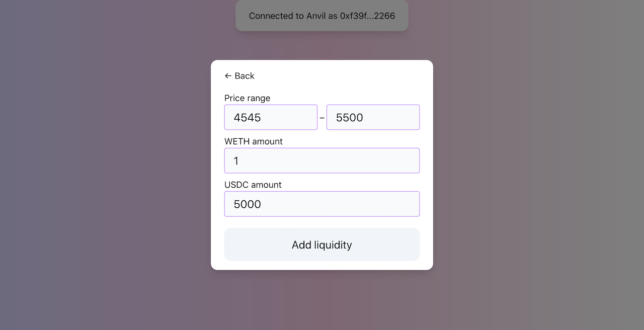 Add Liquidity dialog window
